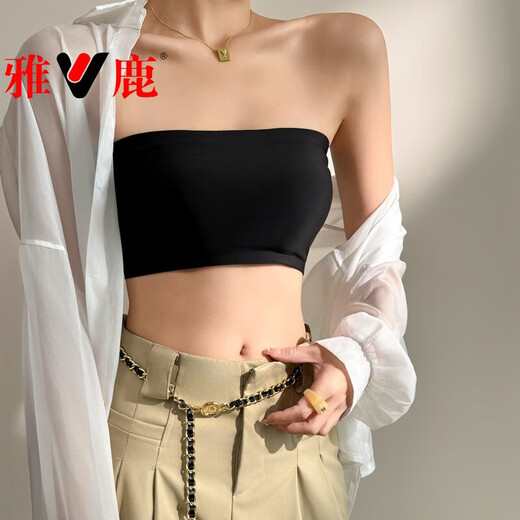 Yalu Ice Silk Seamless Strapless With Breast Pad Fixed All-in-one Cup Non-Running Cup Wrapped Chest Bra Women's Anti-Slip One-line Circumference White L (Suitable for weight 120-140 Jin Jin equals 0.5 kg)