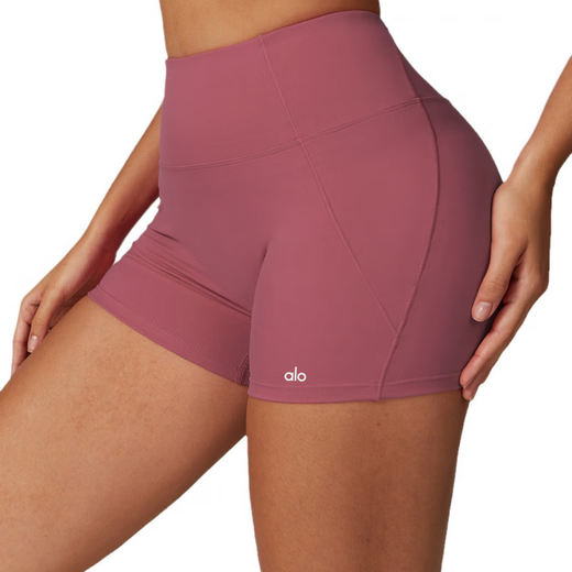 ALO YOGA Peach Yoga Shorts Women's Cycling High Elasticity Pilates Running Sports Three-Point Pants to Improve Buttocks and Tighten Abdomen Basil Green M