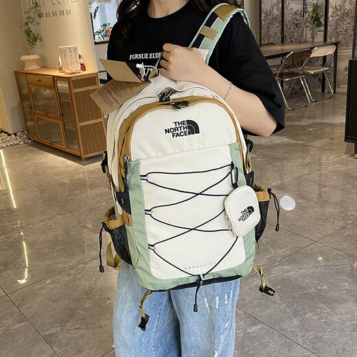 Dynamic North DYNAMIC NORTH new large-capacity backpack male and female student school bag casual backpack outdoor sports travel computer bag mountaineering bag off-white with yellow-new product