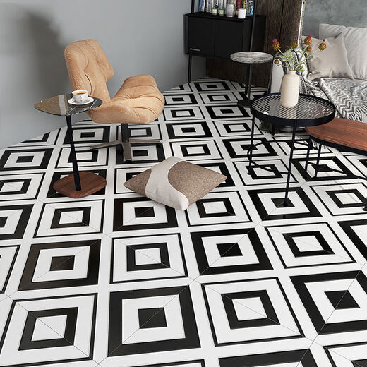 All-Ceramic Nordic 60*60 Schwarz-Weiß-Blumenfliesen-Restaurant-Bekleidungsgeschäft Badezimmer Anti-Rutsch-Laden-Resistant Floor Fliesen 600600 6603