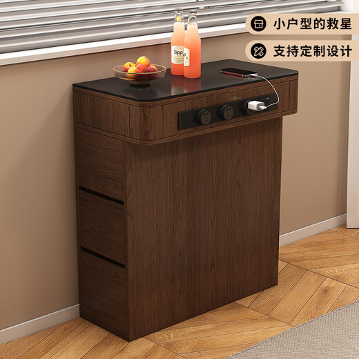 Only the beautiful island counter single cabinet multi-functional small household slate island counter narrow island dining table integrated dining table single cabinet customization Osmanthus 1 French oak + black rock deep 300/400