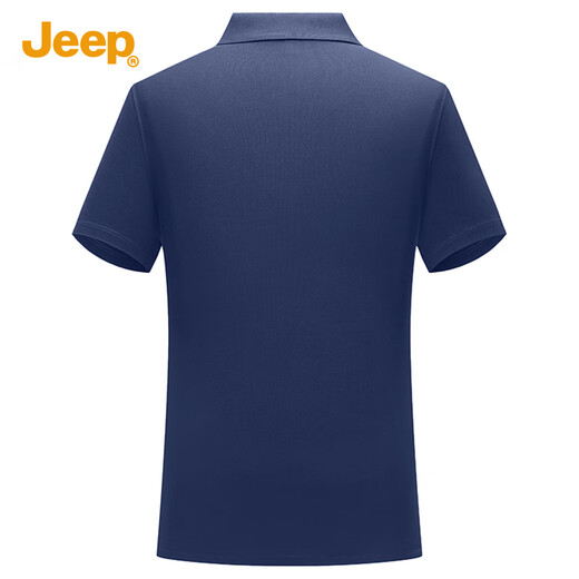 吉普（JEEP）桑蚕丝凉感T恤男商务休闲宽松Polo领短袖男打底衫1694 蓝色 XL 
