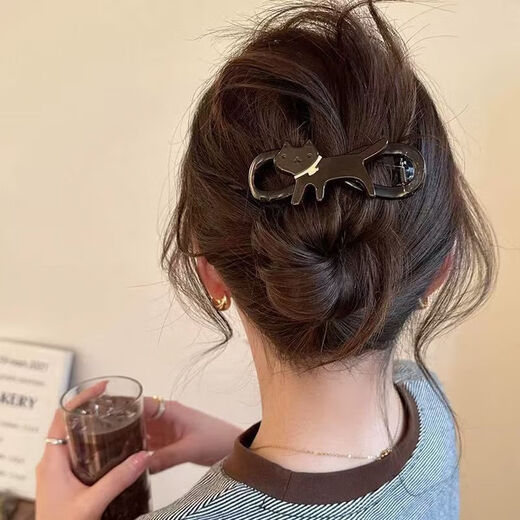 2025 new high-end leopard print cat hair clip for women's back of the head, large hair twist and twist gripper, one-word hair clip, twist clip, random 1 pack