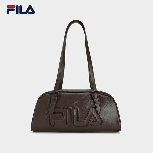 FILA Official Women's Bag Handbag 2025 Winter New Fashion Casual Shoulder Bag Handbag Boston Bag Dark Original Brown-BN XS
