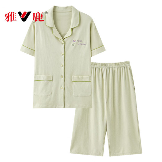 Yalu Summer Pajama для женщин чистые укороченные брюки с короткими рукавами в чистом хлопке