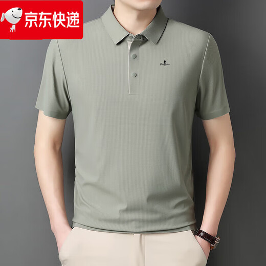 比音勒芬奥莱2025年夏季新款翻领POLO 衫男士薄款短袖t恤纯色半袖 宝蓝 BY-15810 M 100-125斤穿