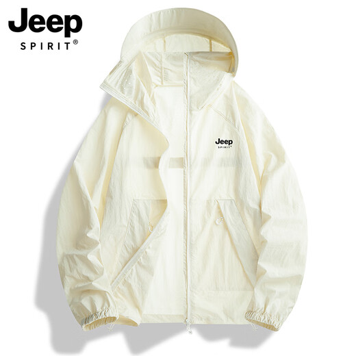 JEEP SPIRIT Jeep's new ice silk sun protection jacket for men and women, spring and summer outdoor fishing thin sun protection fashionable versatile jacket 9617 light military green XS recommended 95-105Jin Jin equals 0.5 kg