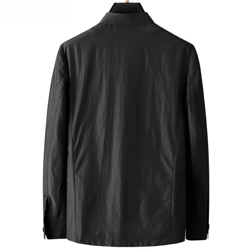 LiLang Spring and Summer New Product Simple and Casual Light Jacket Men's Lapel Work Clothes Shirt Collar Sun Protection Clothes Black M 170 (Recommended 120Jin Jin equals within 0.5kg)
