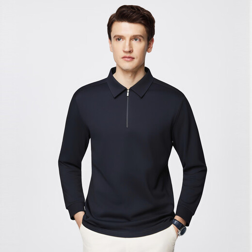 Shanshan long-sleeved polo shirt for men in autumn mulberry silk blended soft, warm and skin-friendly business casual commuting lapel top