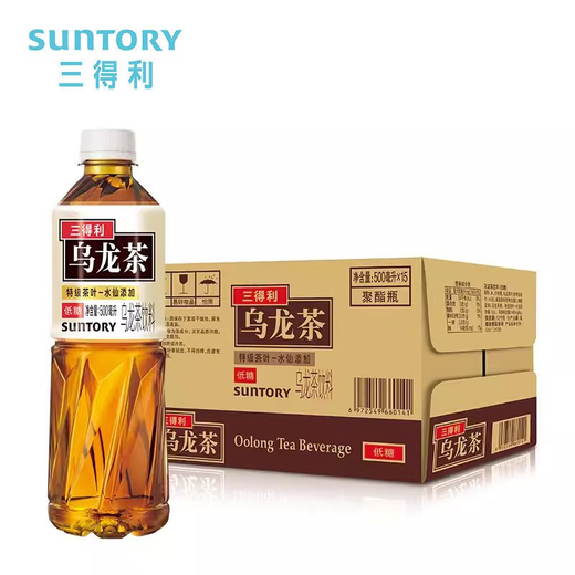 三得利Suntory）乌龙茶饮料多口味茉莉清香茶饮0糖0脂0能量桂花乌龙茶  乌龙茶（低糖）500ml*15瓶原箱