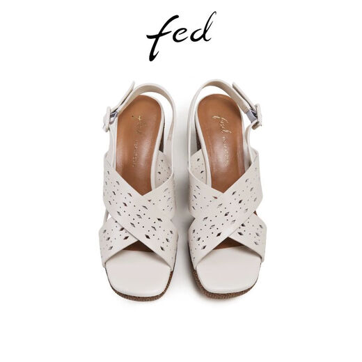 FED French sandals for women summer new women's shoes cross-strap heighten thick-soled sandals for women S0505-YAC265 beige 34