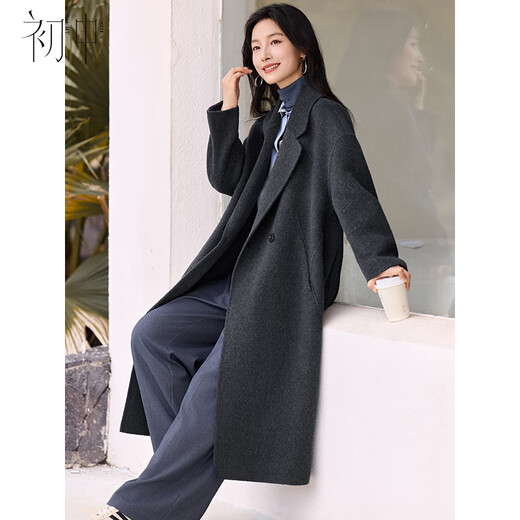 Chushen autumn and winter New Year's wear annual meeting wool coat women's sheep wool lapel loose double-sided woolen long style S54C044