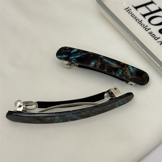 Korean style acetic acid full clip ponytail clip large one-word clip spring clip textured hairpin back head hair accessories headdress for women small size