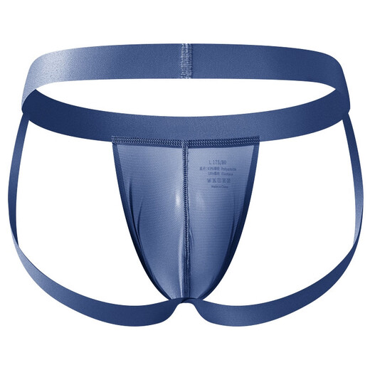 Big bag men's double underwear ice mesh mesh sexy transparent thong T pants U protruding buttocks shorts shorts black XXL