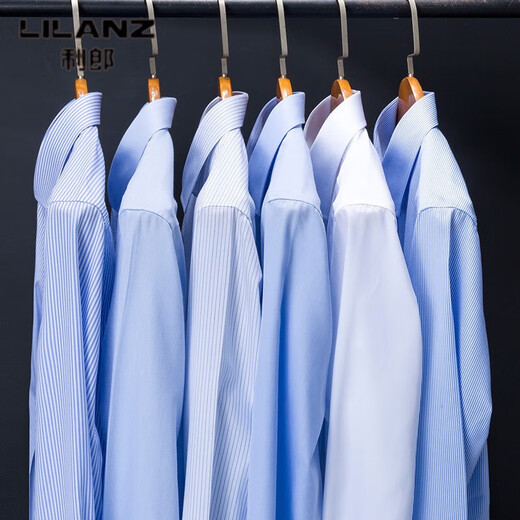 Lilang Frühlings- und Herbst-Neugeschäft No-Eisen Langarm Shirt Herren mehrfarbig gestreiftem atmungsaktives trendiger Marke Daddy Anzug Top Straight Tube 6630 Straight Tube 38