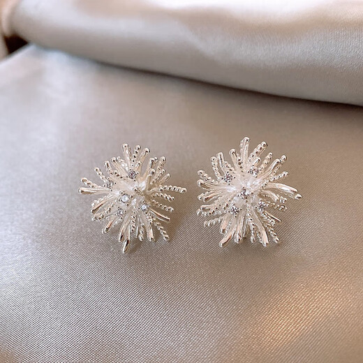 S925 Silver Needle Dandelion Fireworks Earrings for Women High-end and Unique New Earrings Niche Design Light Luxury Earrings S925 Silver Needle Dandelion Fireworks Earrings