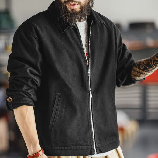 Madden Workwear American Casual IKE Cotton Coach Jacket Men's Jacket Spring and Autumn Thin Black Profile Men's Top Black Trendy Handsome/Boys/2025 New L