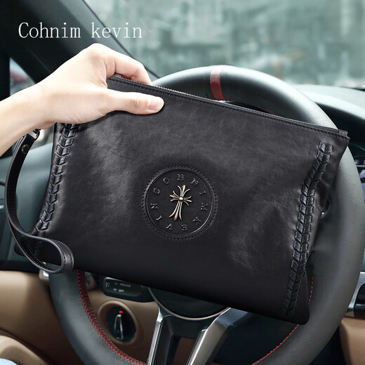 Cohnim Kevin Luxusgüter Top -Schicht Cowide Herren Handtasche Halten Reißverschluss Herrenbeutel Holding Wallet Freund Vatertag Geburtstagsgeschenk C305 Schwarz [Lieferung in der Nähe von Lagerhaus]