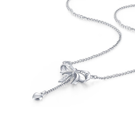 Mengjinyuan platinum necklace sweetheart bow platinum set chain romantic heart clavicle chain women's gift