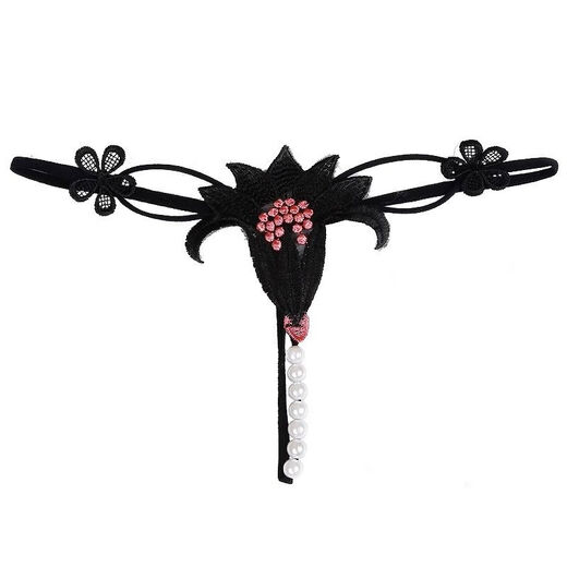 Sexy women's thong sexy underwear, large size sm transparent beads massage hot t-pants N2 black M80120Jin Jin is equal to 0.5 kg