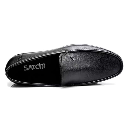 Sachi new soft cowhide business casual leather shoes men's fashion driving shoes soft sole soft surface genuine leather slip-on shoes black 44
