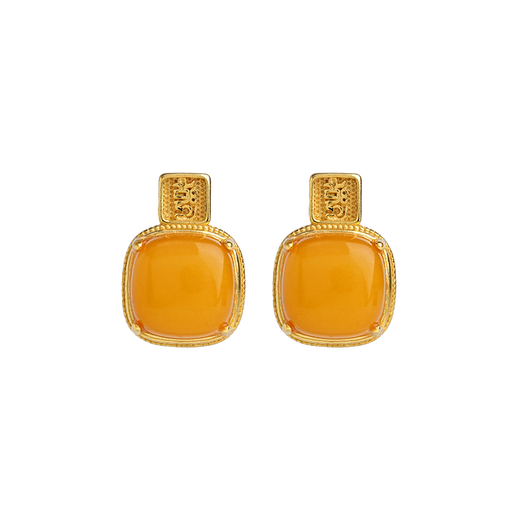 Potala Palace Beeswax Luman Zaki Pendant Necklace Amber Zodiac Year Earrings Earrings Earrings Women's Birthday Gift for Girlfriend