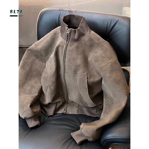 Main style (ZHUYIFAN) brown brown short profile pu leather jacket men's American tie-dye baseball uniform ma1 pilot motorcycle jacket gray fabric upgrade M 105-125Jin Jin is equal to 0.5kg. Add to favorites for priority delivery