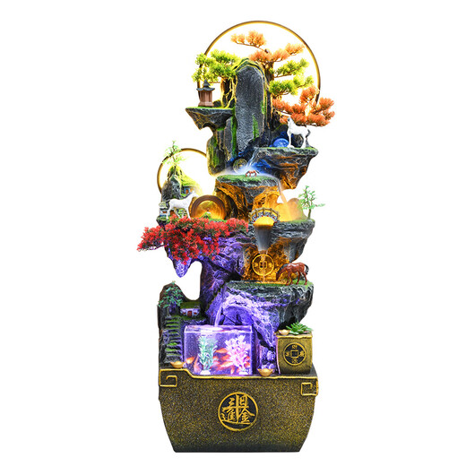 Yunya Rockery Fließender Wasserbrunnen Balkon Dekoration Büroeingang Großer Feng Shui Rad bodengesteuertes zirkulierendes Wasseransicht Fischtank Orament 9923 kleines Rockery-Modell [108 cm Höhe]