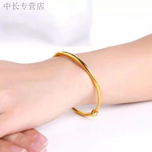 He Jiagong Old Phoenix Gold 9999 Pure Gold Bracelet for Women New Fashion Versatile Glossy Solid Push-Pull Bracelet for Gifts 999.9. Gold Glossy Solid Push-Pull Bracelet Old 25g with Exquisite Gift Box + Pendant