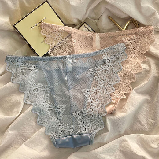 纯欲透明性感蕾丝内裤女舒适无痕细带款透气抗菌纯棉裆低腰三角裤 粉色*6198* 1条