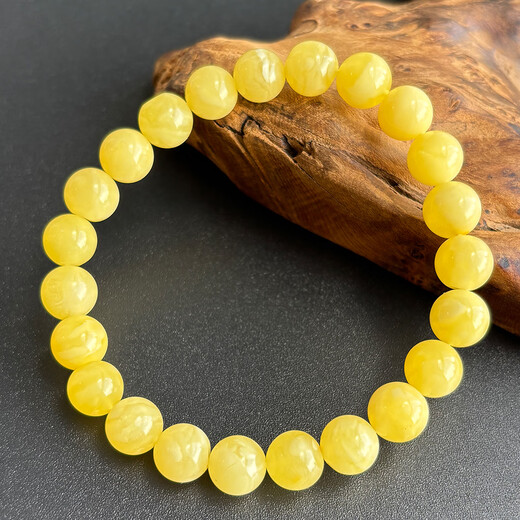 Yuzhi 1 item, 1 certificate, 1 shot, natural Russian raw ore, unoptimized beeswax bracelet, amber bracelet, bead diameter 8.2mm, hand circumference 15.6cm, 6.8g G672