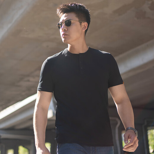 Dragon Tooth cuarta generación Dragon Tooth Apollo POWER DRY camiseta de manga corta con cuello Henry de secado rápido verano transpirable viajes al aire libre para hombres Abyss Blue M 175/96A Peso 140-155 Jin Jin es igual a 0,5 kg