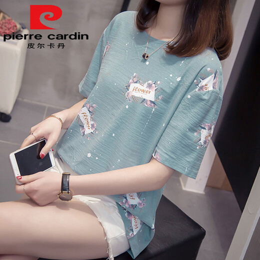 
Pierre cardin (pierre cardin) plus size fat M girls summer clothing new pure cotton short-sleeved T-shirt for women Korean version fat sister versatile to make her look slim and cover her belly 6629 gray This year's popular light luxury brand M 80-95Jin [Jin equals 0.5 kg]