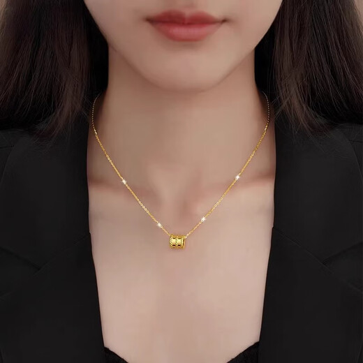 Laomiao's new gold Xiaomanyao pendant, pure gold 999, a birthday gift for girlfriend, real gold-wrapped silver lock, Xiaomanyao gift gold-plated silver necklace + certificate + gift box