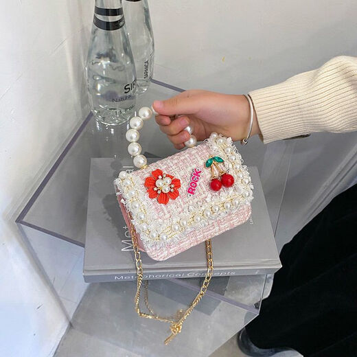 Disney's fashionable princess handbag Internet celebrity little girl mini versatile crossbody bag children's small fragrance style bag 2025 new model 9756 white flowers and red