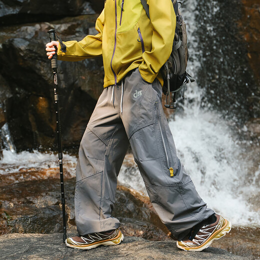 Dingfengbaoluo mountain outdoor overalls men's autumn loose straight three-proof mountaineering pants ZW37 graphite gray L