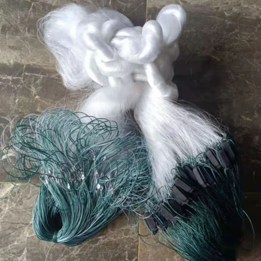 Soft silk three-layer floating net fish net sticky net 1.5 meters 2 meters 3 meters high new three-layer fishing net crucian carp sticky net hanging net 2 meters high 2.5 fingers white silk three-layer floating net 50 meters long