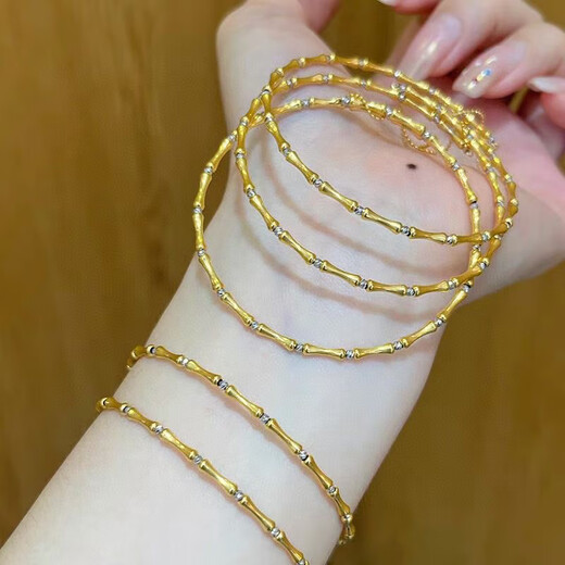 Chuansen 18k gold bamboo bracelet pure 18k gold memory elastic bracelet adjustable step by step sliding