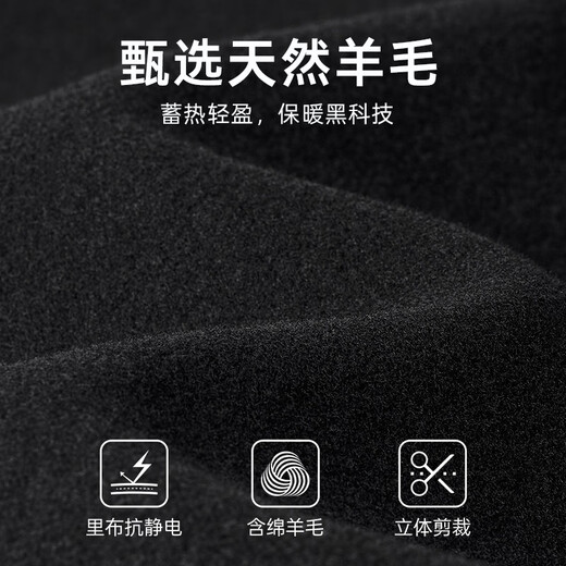 Septwolves Jacket Men's Autumn Woolen Jacket Men's Sheep Wool Warm Antistatic Business Windproof Jacket Men's Top Black-1911 XL (175)