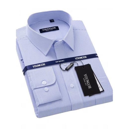 CEO Yageo Spring und Sommer New Herren Pure Cotton Long Sleeve Shirt High-End-Geschäft mittleren Alters und lässige No-Eisen-Mulberry Seidenzollkleidung #DP6627 S 165/84A38 Größe 160-1651