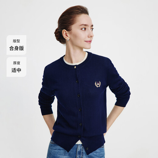 Navikel Italian dinghy women's skin-friendly round neck knitted cardigan classic sweater jacket 2334092061 blue L