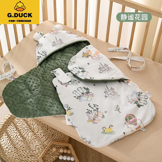 G.DUCKKIDS baby quilt autumn and winter new all-in-one sleeping bag anti-jump baby sleeping bag anti-kicking quilt Class A pure cotton Palace Image - quilted (recommended room temperature 5-15) 0-3 months