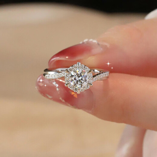 DR.KU Moissanite Diamond Ring 1 Carat Silver Hexagram Open Engraving Proposal Wedding Ring for Valentine's Day Gift for Girlfriend 1 Carat Hexagram Diamond Ring - Opening Adjustable Size