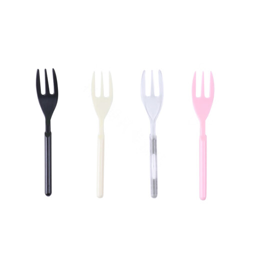 Magic Bean Shenghuo Disposable Black Forest Cake Fork Individually Packaged Three-Tine Thickened Transparent Dessert Fruit Fork 10cm Mooncake Fork Pink - Length 10cm - 100 pieces individually packed