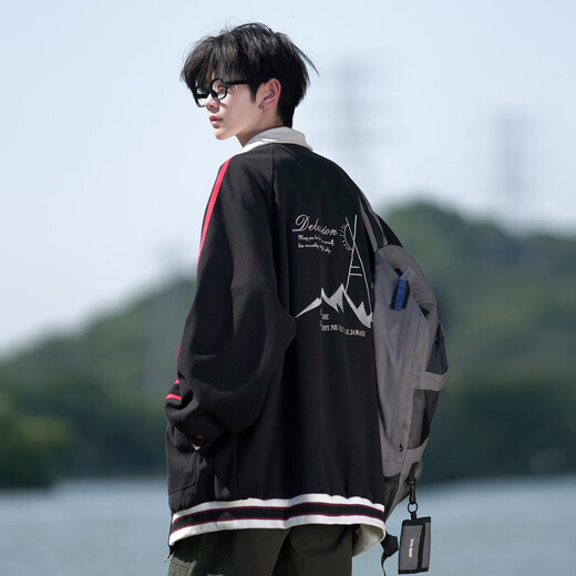NEW OR MODE Retro Jacket Boys Spring and Autumn New Loose Casual Embroidered Baseball Uniform American High-Level Boys Jacket Brown XL Recommended 125-145 Jin Jin equals 0.5 kg