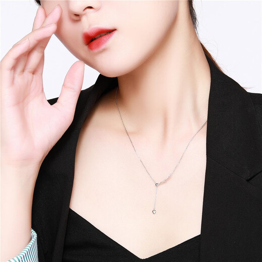 Chao Acer Shimmer PT950 Platinum Necklace Women's Plain Chain for Girlfriend Birthday Gift Priced at RMB 150, Approximately 2.8g, Chain Length Approximately 42cm + Tail Chain
