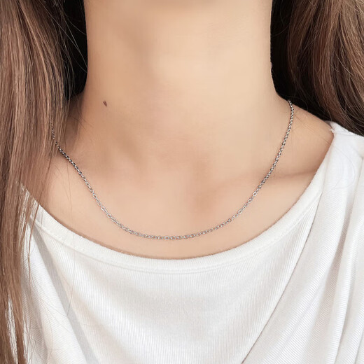 China Gold (CHINA GOLD) platinum necklace pt950 platinum O-shaped chain plain chain for men and women new birthday Qixi Festival gift for girlfriend and wife, about 6.4g