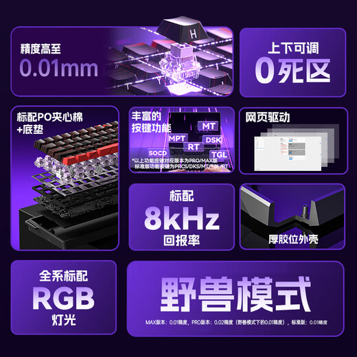 狼蛛（AULA）WiN 60/68HE磁轴键盘 RT电竞游戏客制化机械有线连接网页驱动 无畏契约 8K回报率 WiN 60HE 标准版【灰木磁轴 有线