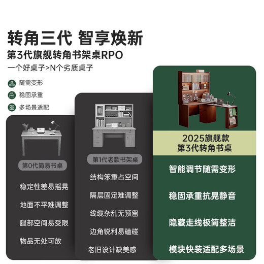 Gujia Home Corner Desk Bookcase Bookshelf Integrated Small Apartment Solid Wood Computer Desk Home Office Study Study Writing Walnut Color 1m Desk Frame Integrated Door-to-Door Free Installation (Consult Customer Service for Discount)