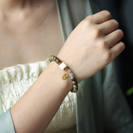 The fragrance of cheese brings wealth | Green sandalwood Wenwan bracelet bracelet Birthday gift Men and women accessories Valentine's Day gift Lucky cheese